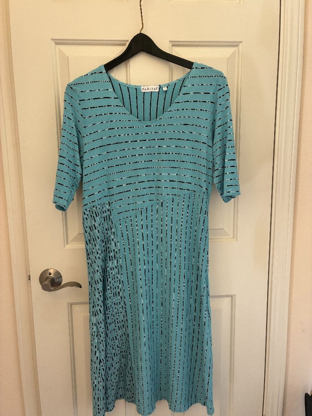 HABITAT TURQUOISE 3/4 SLEEVES A-LINE DRESS SIZE S
